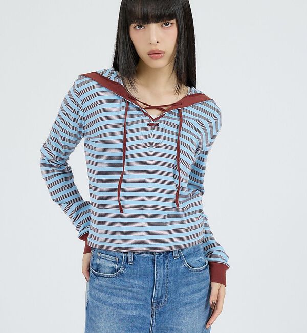 Rouge vif「【Robert P Miller | ロバート・ピー・ミラー】ヘンリーネックパー」|Tシャツ・カットソー|ブルー