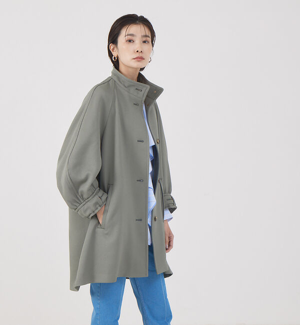 qualite「バイカラーカルゼフォルムコート」|その他|カーキ