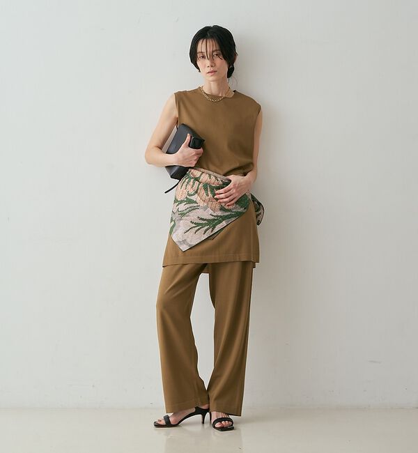 qualite「【接触冷感・セットアップ対応】レーヨンストレッチニットチュニック」|ワンピース|ダークベージュ