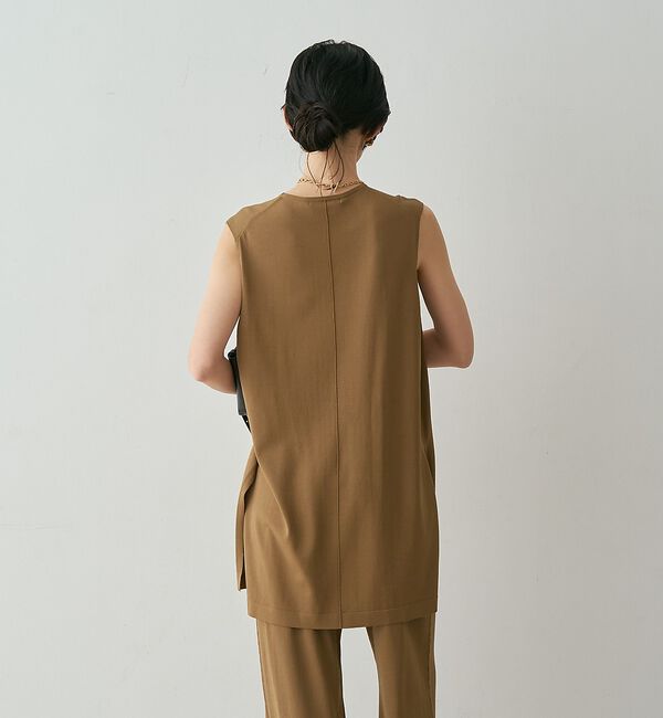 qualite「【接触冷感・セットアップ対応】レーヨンストレッチニットチュニック」|ワンピース|