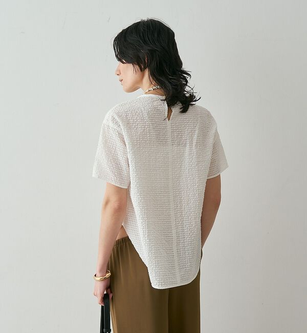qualite「【セットアップ対応】シアーギンガムブラウス」|シャツ・ブラウス|