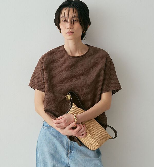 qualite「【セットアップ対応】シアーギンガムブラウス」|シャツ・ブラウス|ブラウン