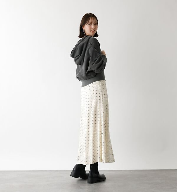 abahouse mavie「【裏毛】ピグメントショートジップパーカー/ヴィンテージ風/長袖/スウェット/春服」|パーカー|