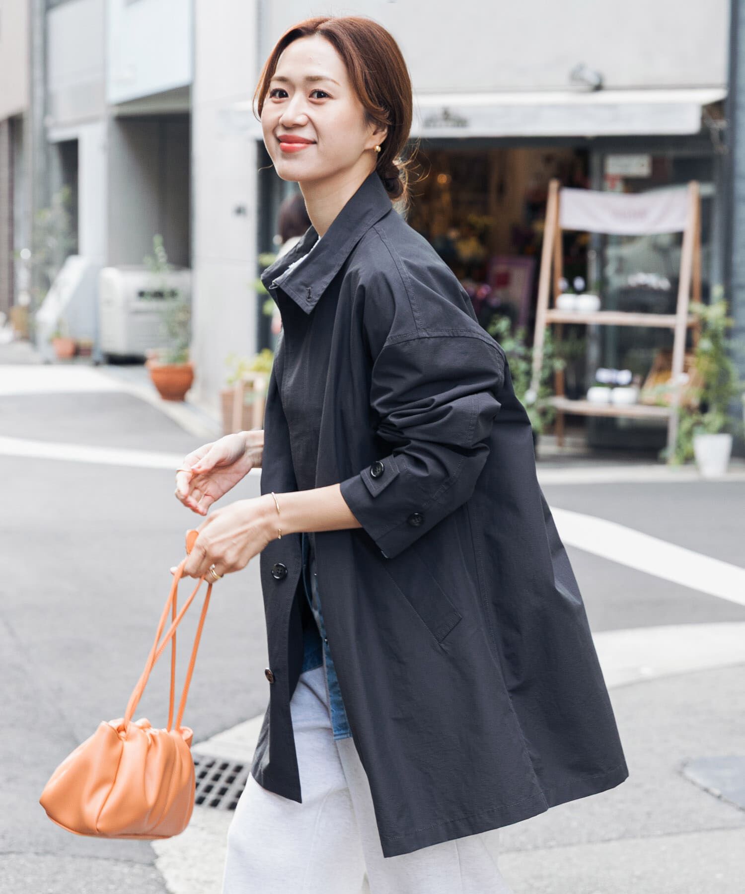 URBAN RESEARCH DOORS「『撥水』スタンドミドルコート」|ステンカラーコート|