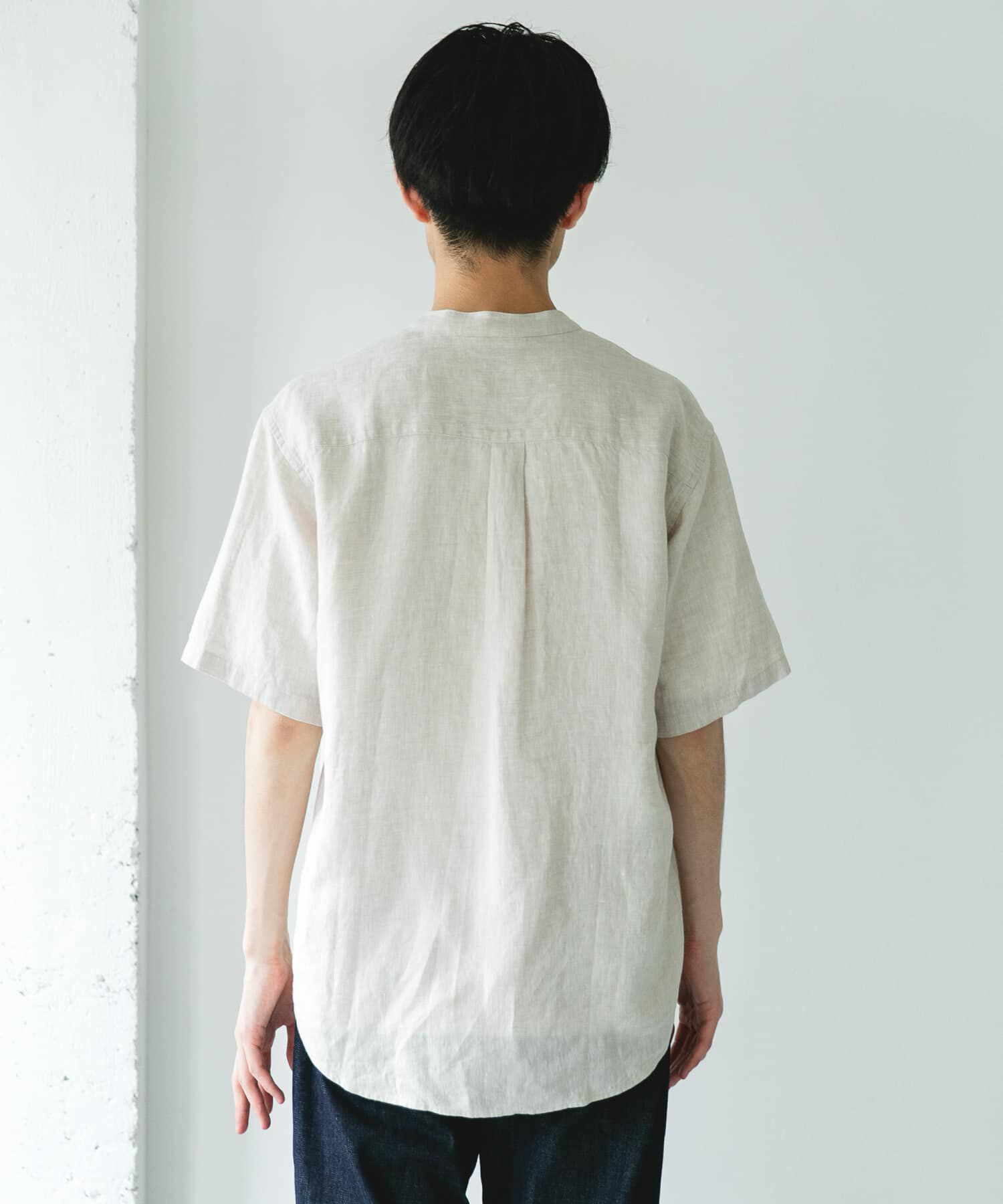 URBAN RESEARCH DOORS「シルケットリネン バンドカラーショートスリーブシャツ」|シャツ・ブラウス|