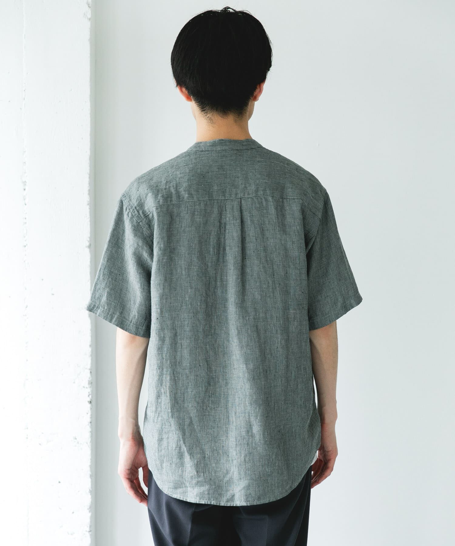 URBAN RESEARCH DOORS「シルケットリネン バンドカラーショートスリーブシャツ」|シャツ・ブラウス|