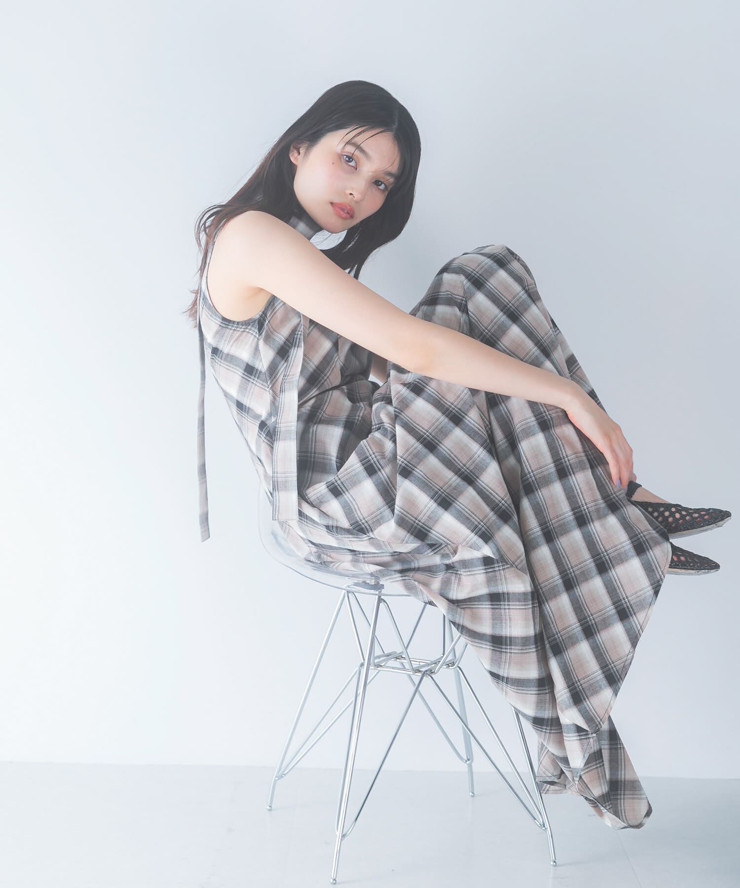 URBAN RESEARCH ROSSO「ベルト付フレアシルエットロングドレス」|その他|チェック