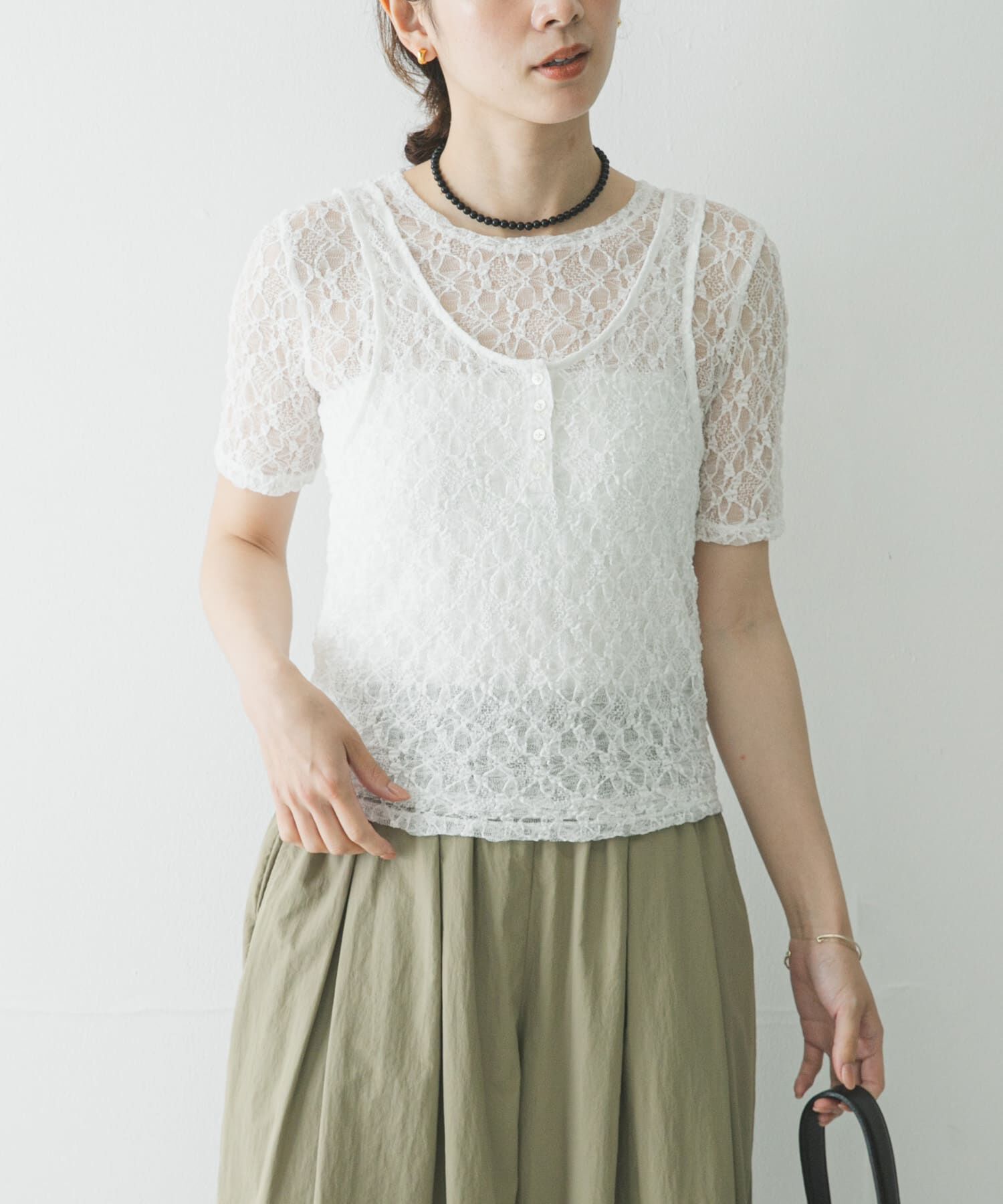 URBAN RESEARCH「ストレッチレースコンパクトTシャツ」|Tシャツ・カットソー|