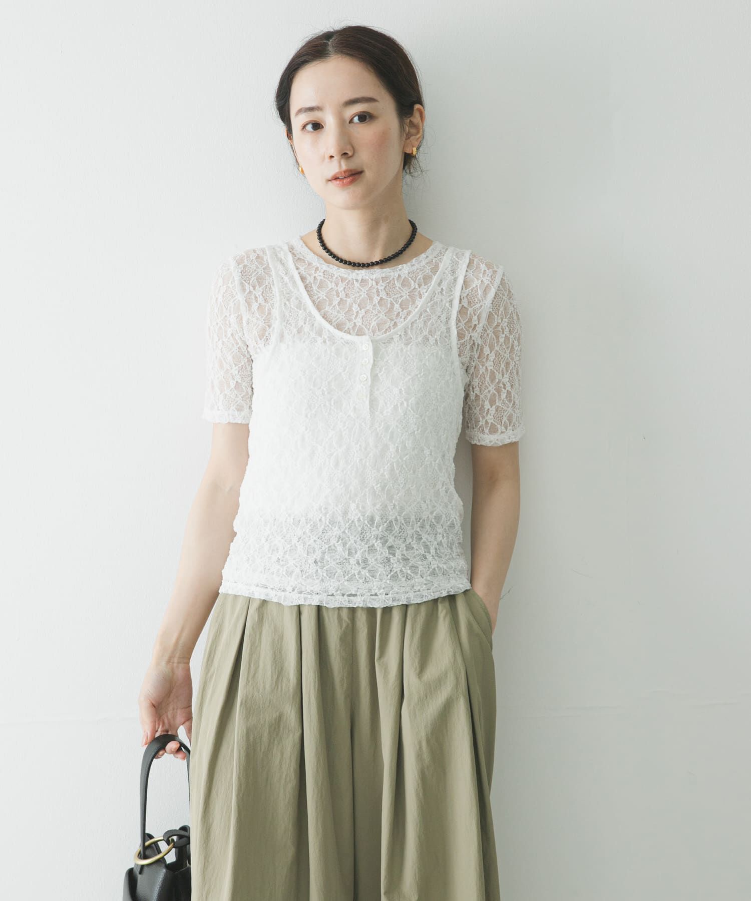URBAN RESEARCH「ストレッチレースコンパクトTシャツ」|Tシャツ・カットソー|