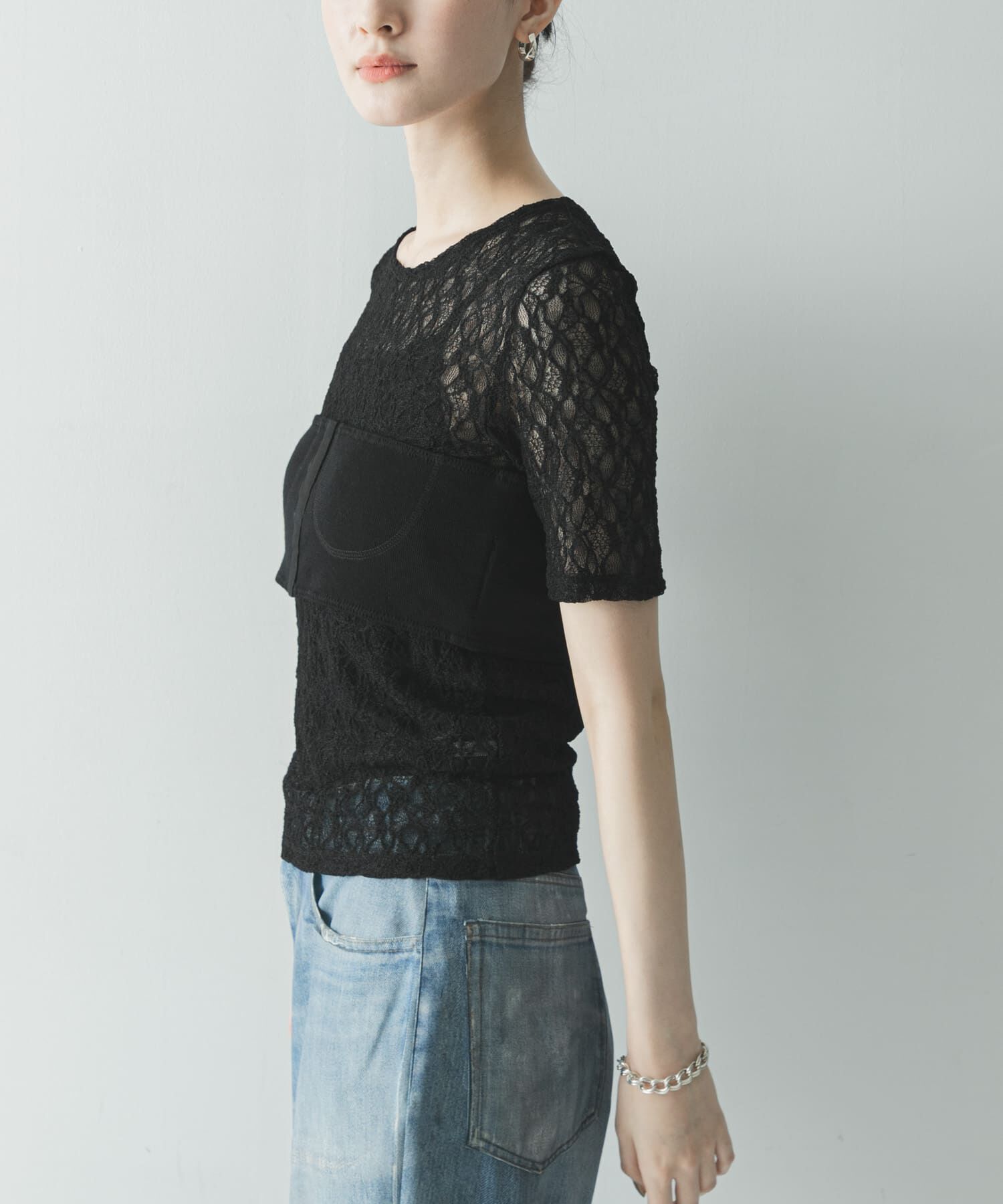 URBAN RESEARCH「ストレッチレースコンパクトTシャツ」|Tシャツ・カットソー|