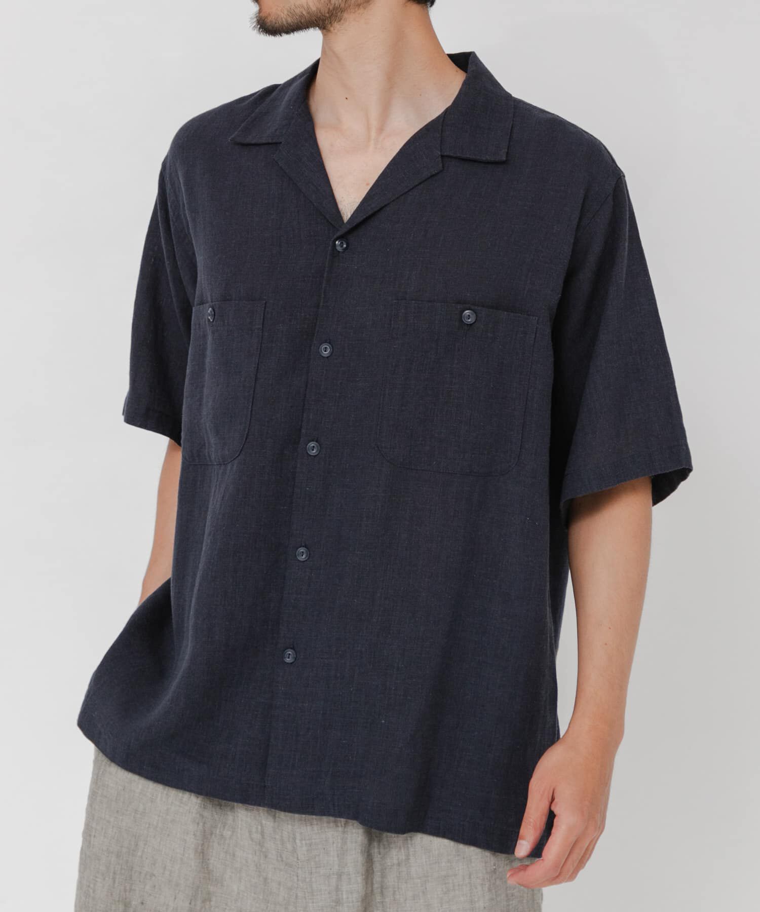 URBAN RESEARCH「SANDWASH LINEN OPEN SHIRTS」|シャツ・ブラウス|ネイビー