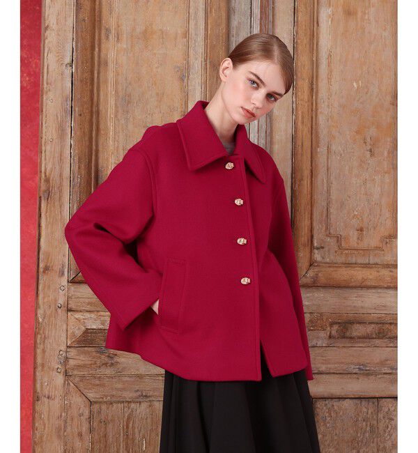 LOULOU WILLOUGHBY「シャルムビーバーショートコート」|ダッフルコート|レッド