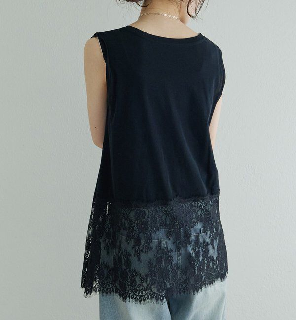  「レースヘムノースリーブカットソー」|Tシャツ・カットソー|