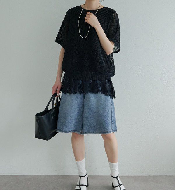  「レースヘムノースリーブカットソー」|Tシャツ・カットソー|