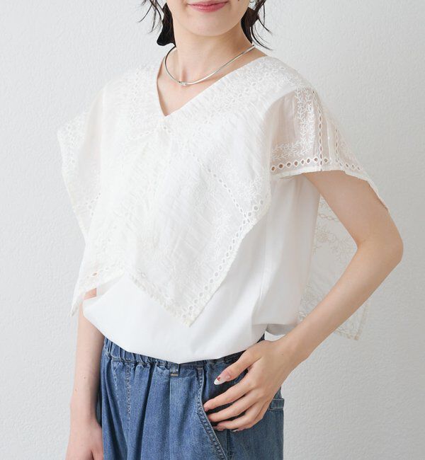  「スクエア刺繍レースブラウス」|プルオーバー|