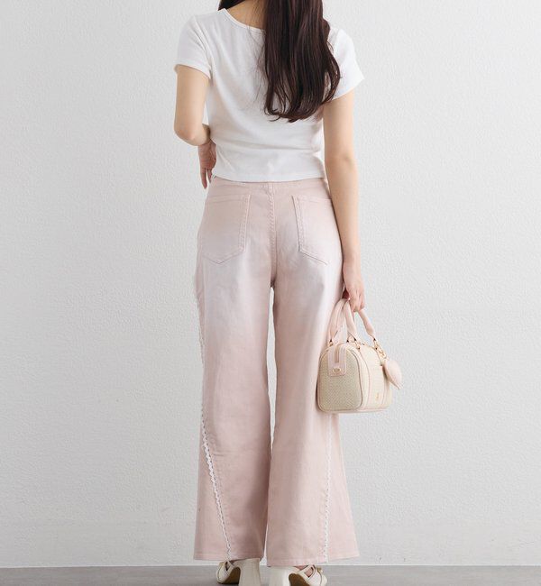  「【SMサイズ展開あり】レース付きワイドデニムパンツ」|その他|