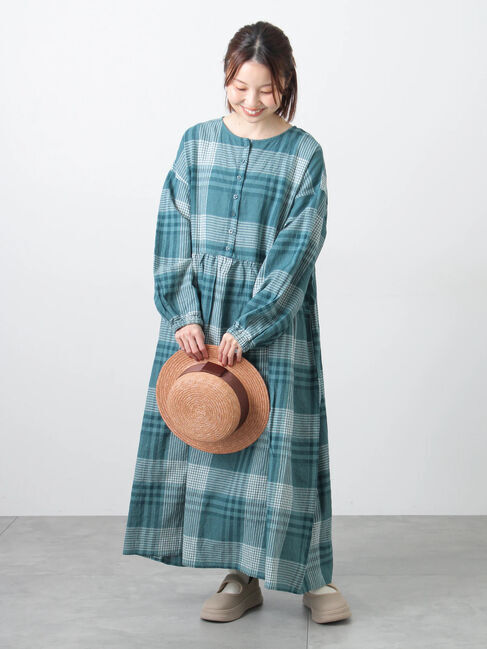 Samansa Mos2「【Cross&times;Linen】ギャザーワンピース」|ワンピース|