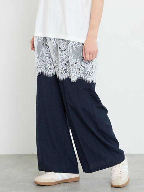 Samansa Mos2「【イージーケア、接触冷感】タックワイドパンツ」|その他|ネイビー
