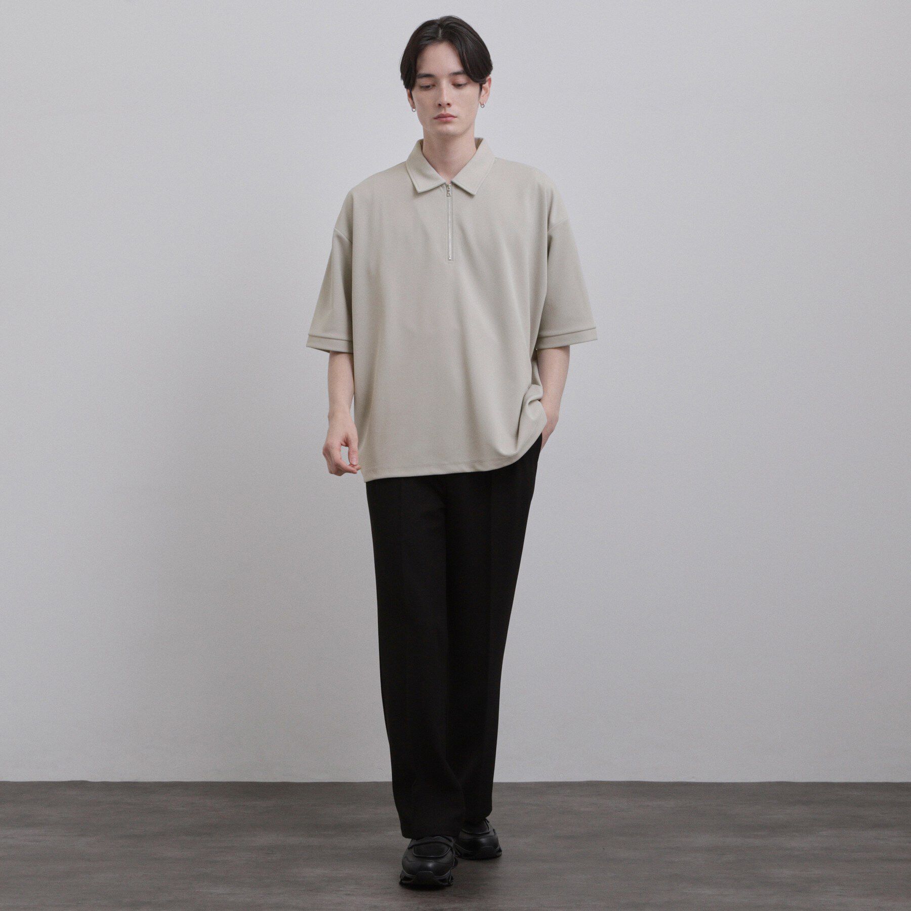 tk.TAKEO KIKUCHI「【ニュアンスを纏う】ルーズジョーゼットハーフジップポロ/キレイ目/ミニマル/ポロシャツ/カットソー/」|Tシャツ・カットソー|