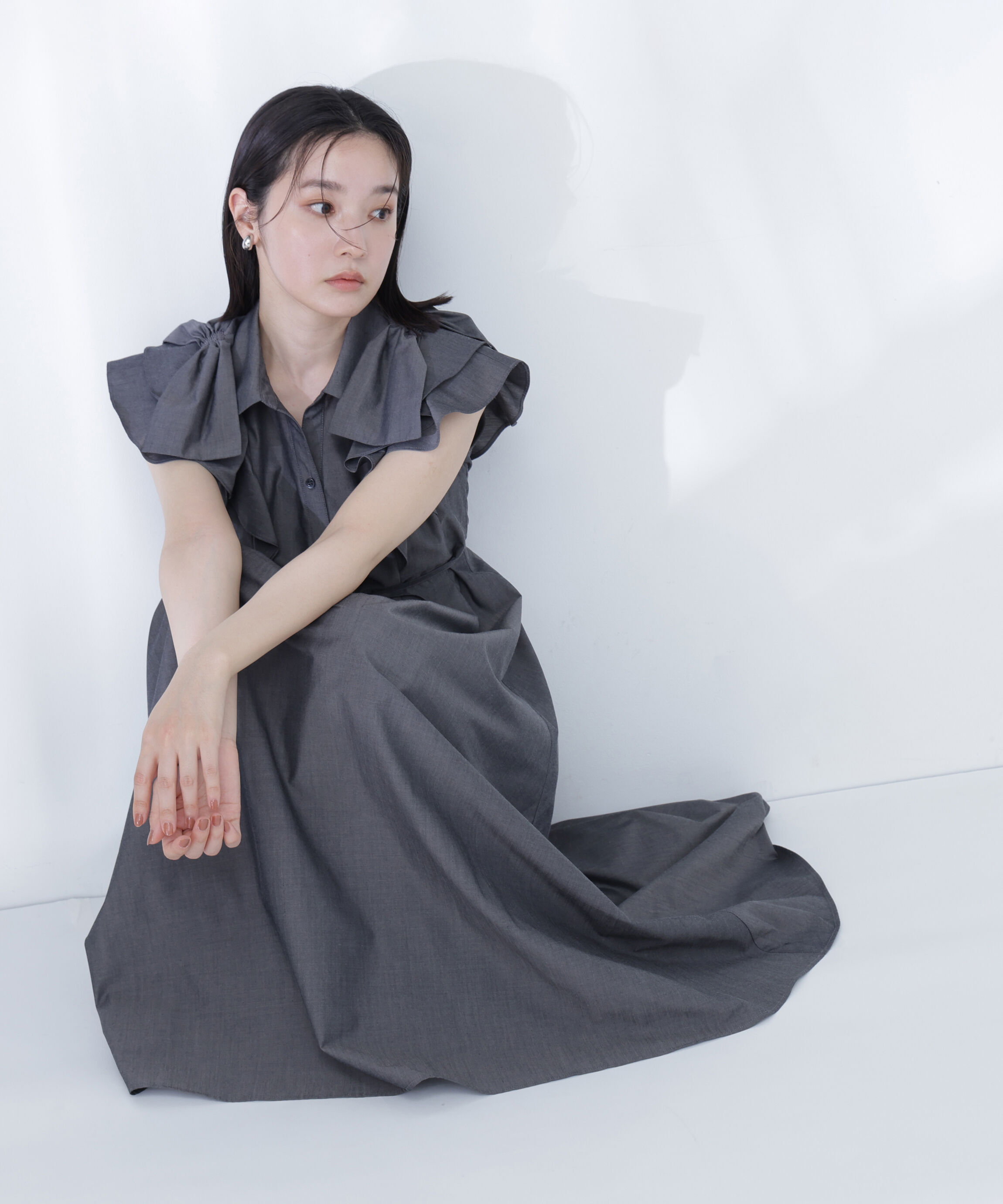  「〈山本里菜さんコラボ〉リボンラッフルシャツワンピース」|ワンピース|