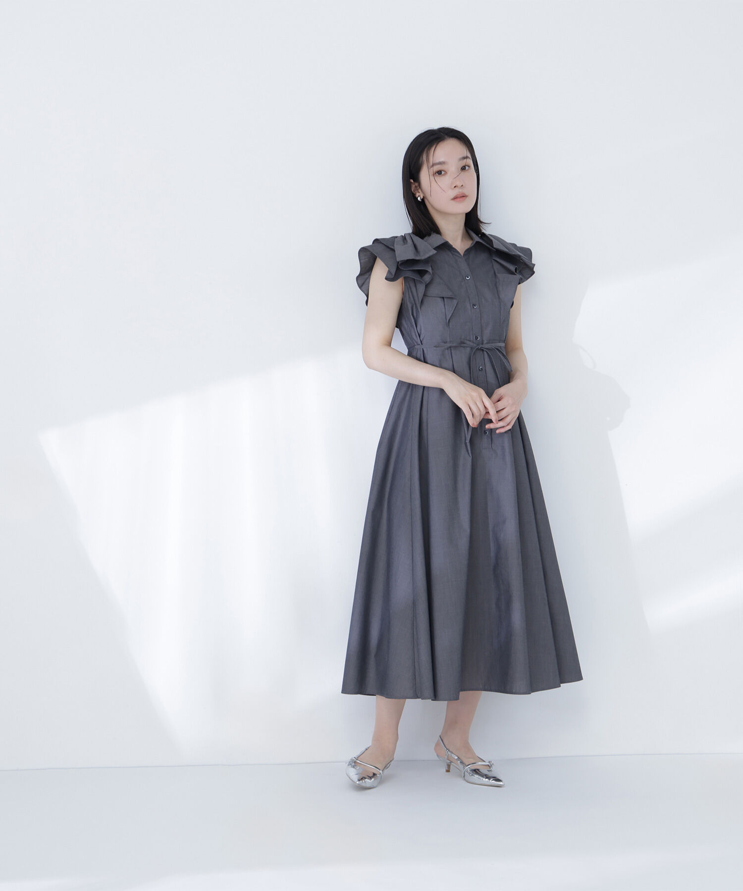  「〈山本里菜さんコラボ〉リボンラッフルシャツワンピース」|ワンピース|