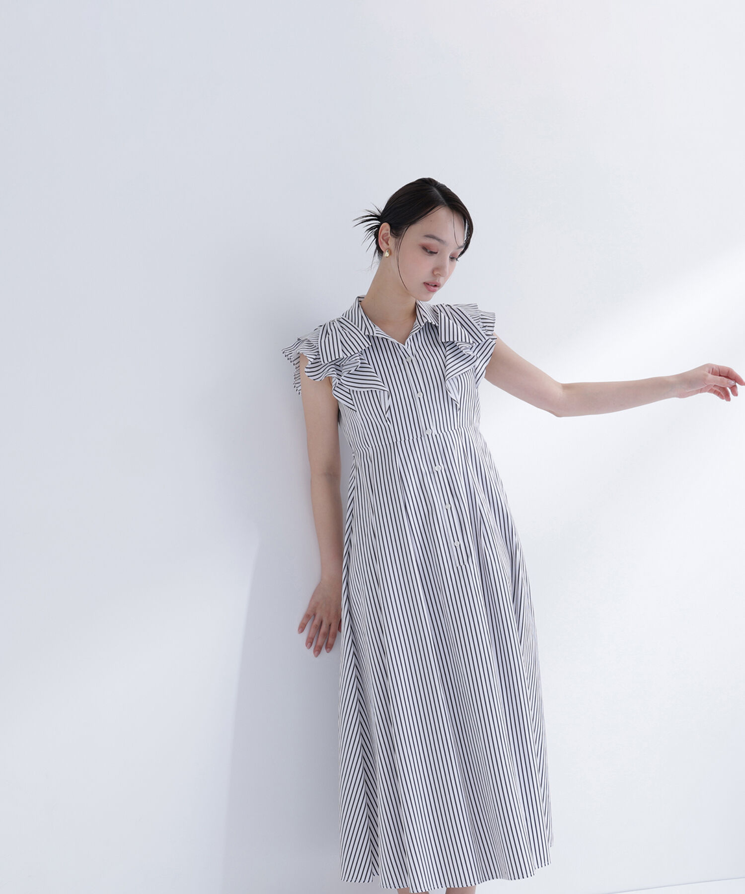  「〈山本里菜さんコラボ〉リボンラッフルシャツワンピース」|ワンピース|