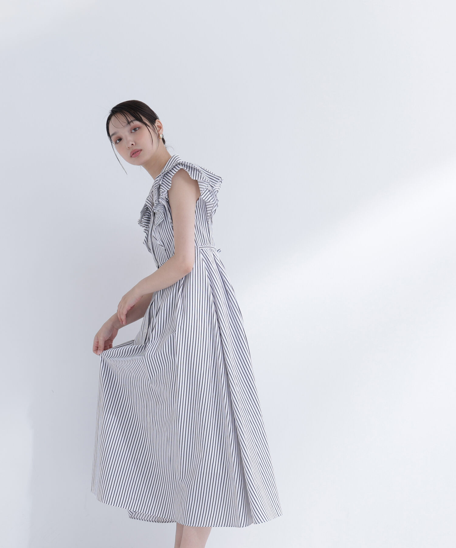  「〈山本里菜さんコラボ〉リボンラッフルシャツワンピース」|ワンピース|