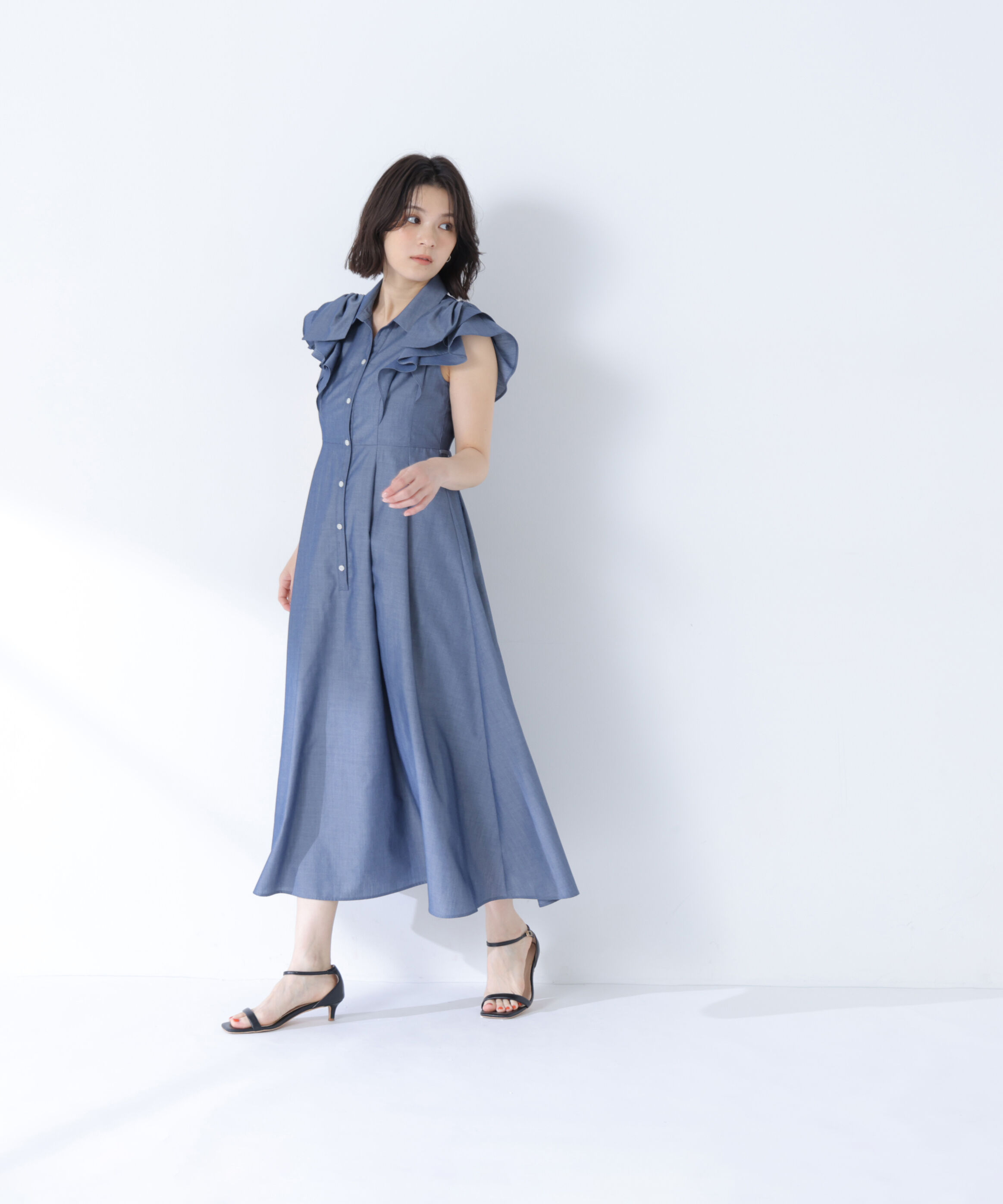  「〈山本里菜さんコラボ〉リボンラッフルシャツワンピース」|ワンピース|