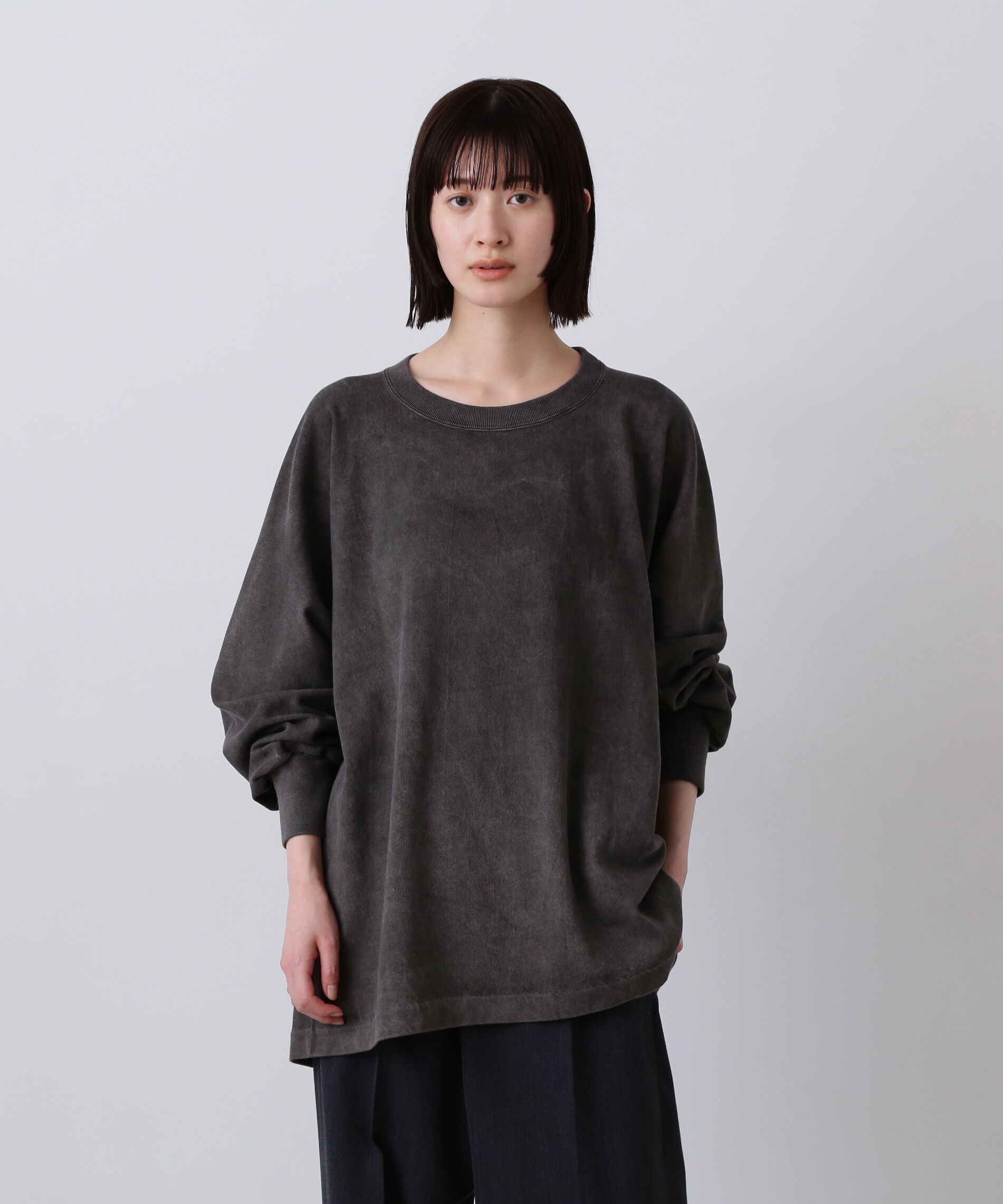 YLEVE 「YLEVE / OPEN END COTTON PIGMENT DYE PULL OVER」|Tシャツ・カットソー|グレー