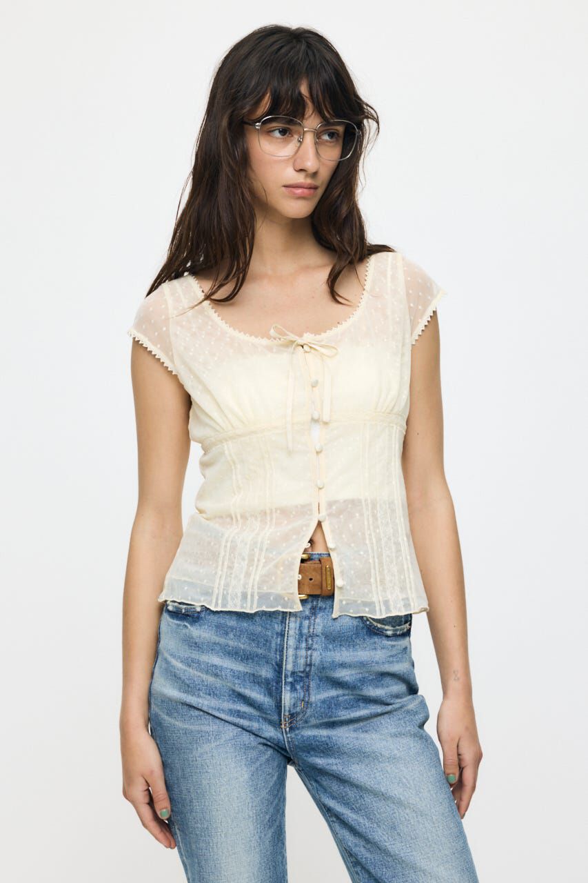 MOUSSY「TULLE PINTUCKブラウス」|シャツ・ブラウス|