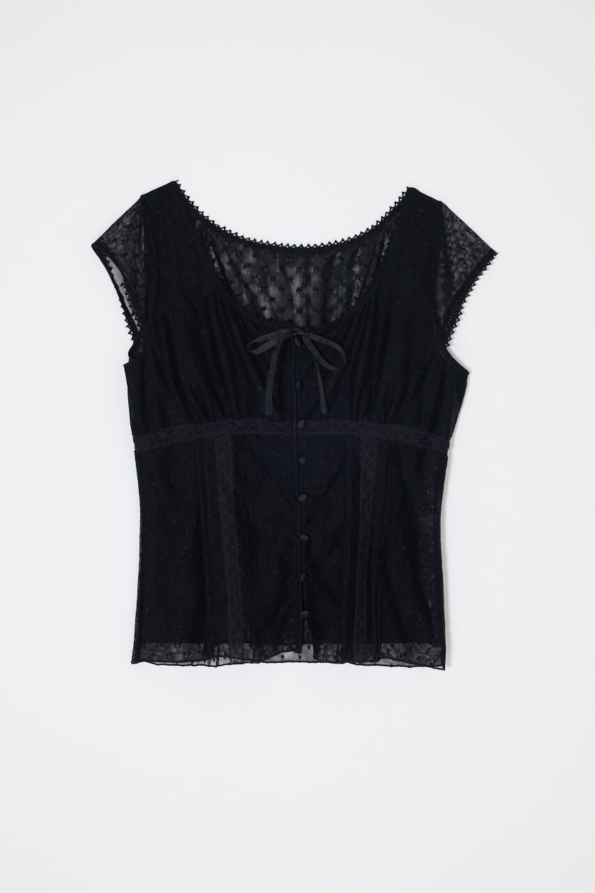 MOUSSY「TULLE PINTUCKブラウス」|シャツ・ブラウス|BLK