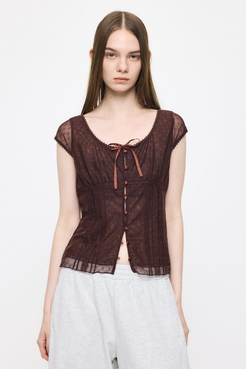 MOUSSY「TULLE PINTUCKブラウス」|シャツ・ブラウス|BRN