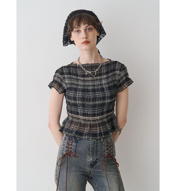 jouetie「シャーリングシアートップス」|Tシャツ・カットソー|ブラック