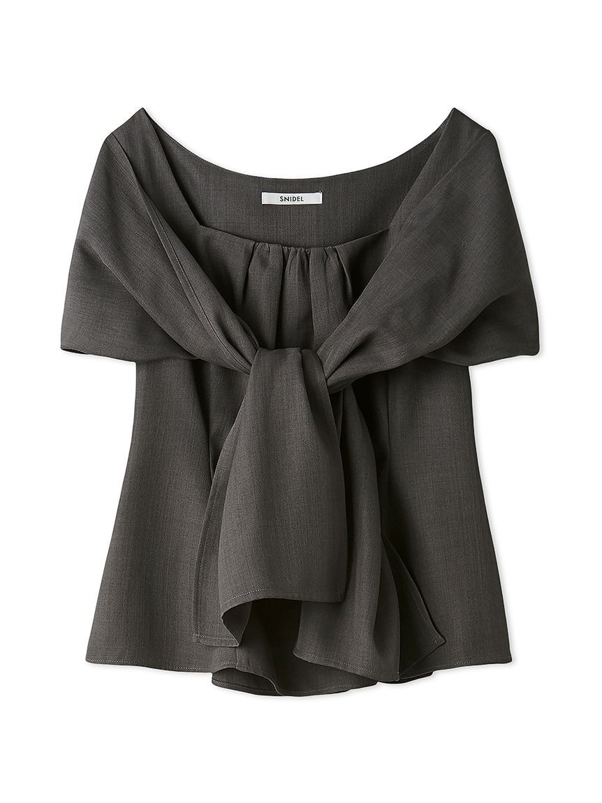SNIDEL「【Washable/セットアップ対応】リボンノースリブラウス」|シャツ・ブラウス|GRY