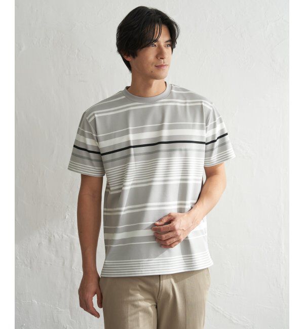 ikka「【MonoMax &times; 小泉孝太郎】冷感DRYポンチボーダーTシャツ「小泉孝太郎さん着用モデル」」|Tシャツ・カットソー|
