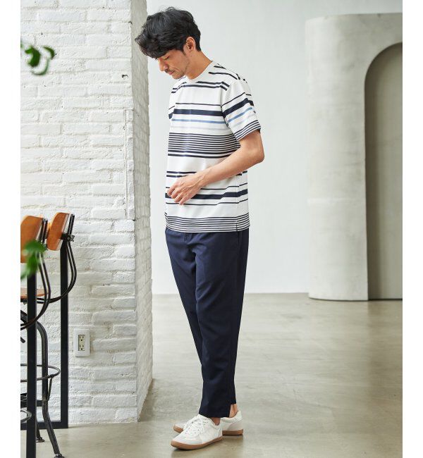 ikka「【MonoMax &times; 小泉孝太郎】冷感DRYポンチボーダーTシャツ「小泉孝太郎さん着用モデル」」|Tシャツ・カットソー|