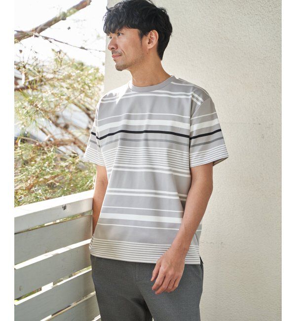 ikka「【MonoMax &times; 小泉孝太郎】冷感DRYポンチボーダーTシャツ「小泉孝太郎さん着用モデル」」|Tシャツ・カットソー|