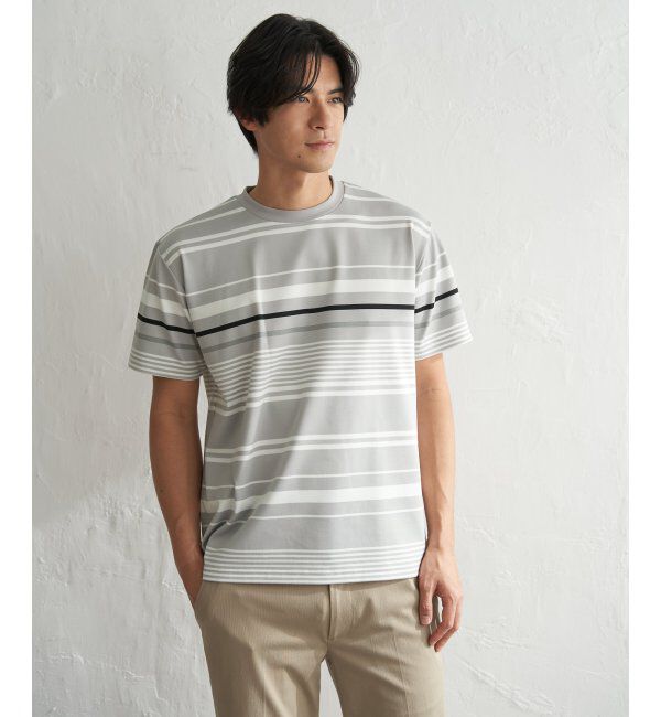 ikka「【MonoMax &times; 小泉孝太郎】冷感DRYポンチボーダーTシャツ「小泉孝太郎さん着用モデル」」|Tシャツ・カットソー|