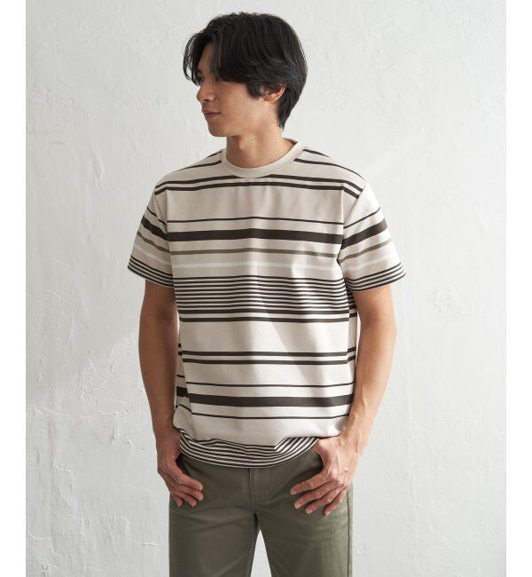 ikka「【MonoMax &times; 小泉孝太郎】冷感DRYポンチボーダーTシャツ「小泉孝太郎さん着用モデル」」|Tシャツ・カットソー|