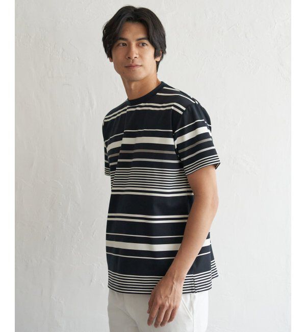 ikka「【MonoMax &times; 小泉孝太郎】冷感DRYポンチボーダーTシャツ「小泉孝太郎さん着用モデル」」|Tシャツ・カットソー|