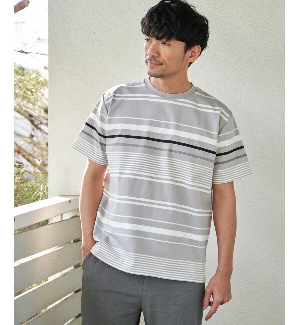 ikka「【MonoMax &times; 小泉孝太郎】冷感DRYポンチボーダーTシャツ「小泉孝太郎さん着用モデル」」|Tシャツ・カットソー|