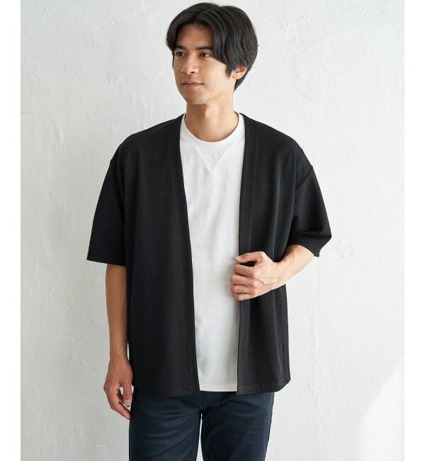 ikka「冷感DRY鹿の子5分袖カーディガン」|カーディガン|