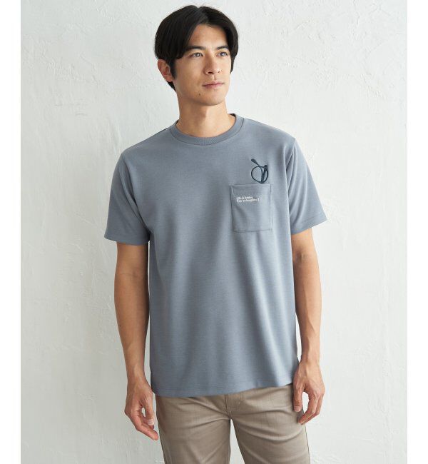 ikka「冷感ポンチメガネ刺繍ポケT」|Tシャツ・カットソー|