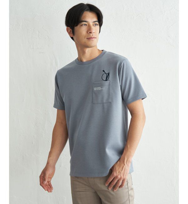 ikka「冷感ポンチメガネ刺繍ポケT」|Tシャツ・カットソー|