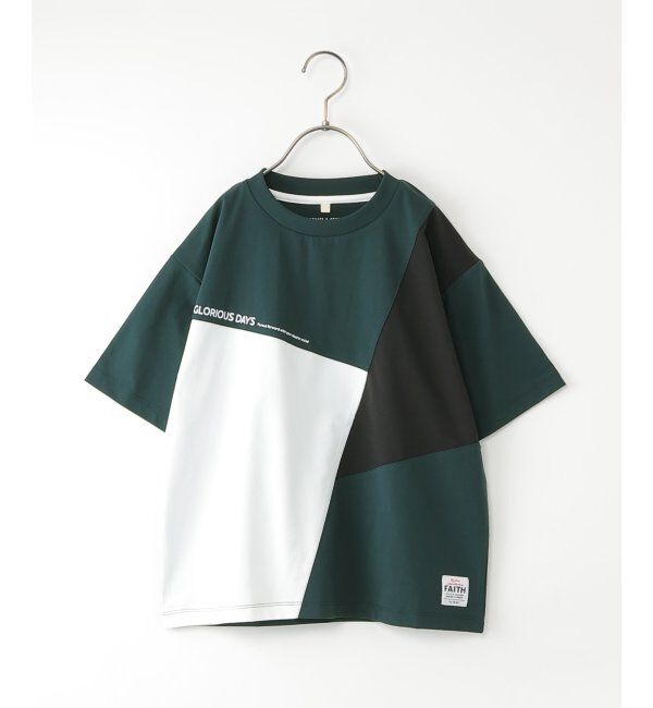 ikka kids「【接触冷感/吸水速乾】斜め切り替えTシャツ（120~160cm）」|Tシャツ・カットソー|