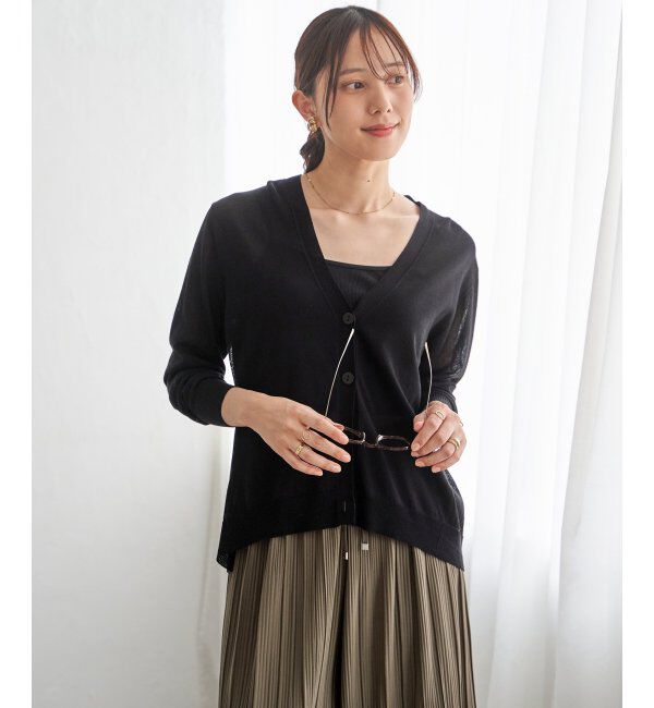 ikka「【接触冷感】シア－ニットカーディガン」|その他|ブラック