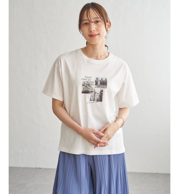 ikka「【接触冷感】ロゴフォトプリントTシャツ」|Tシャツ・カットソー|