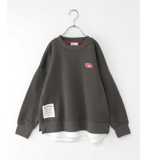 ikka kids「裏起毛レイヤードワッペントレーナー（120~160cm）」|Tシャツ・カットソー|ダークグレー