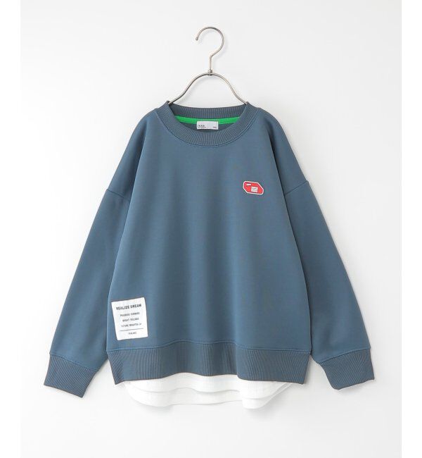 ikka kids「裏起毛レイヤードワッペントレーナー（120~160cm）」|Tシャツ・カットソー|ブルー