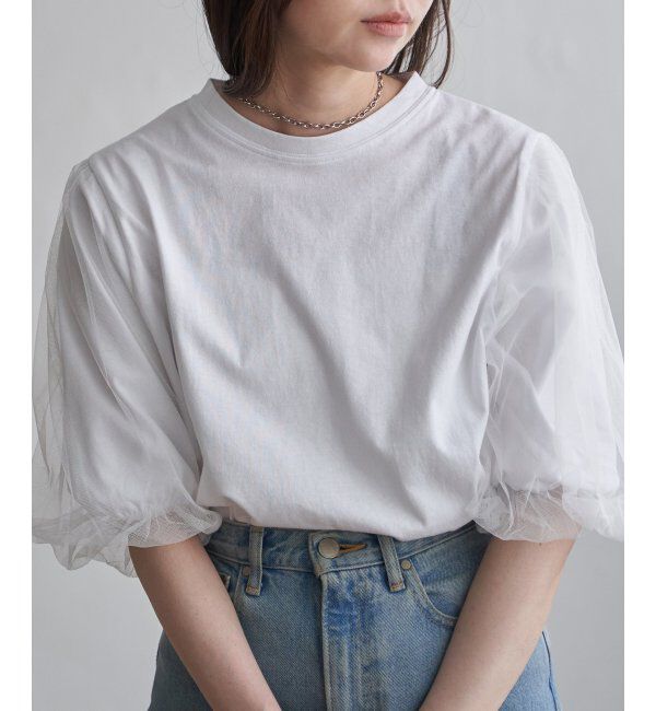 VENCE share style「チュールスリーブTシャツ」|Tシャツ・カットソー|